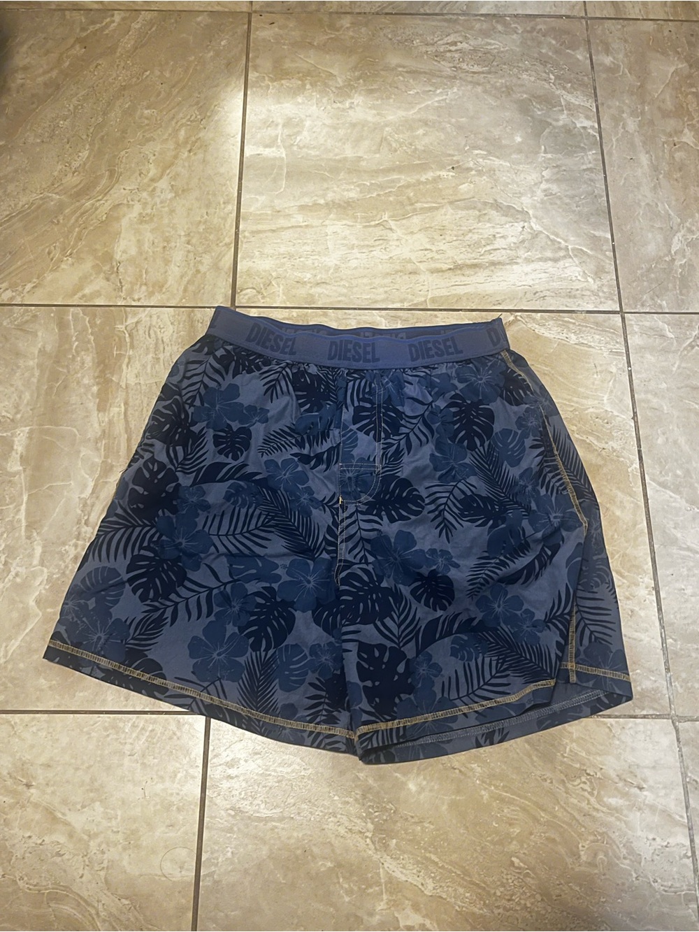 Diesel Navy Blue Branded Waistband Briefs with Blue Trim